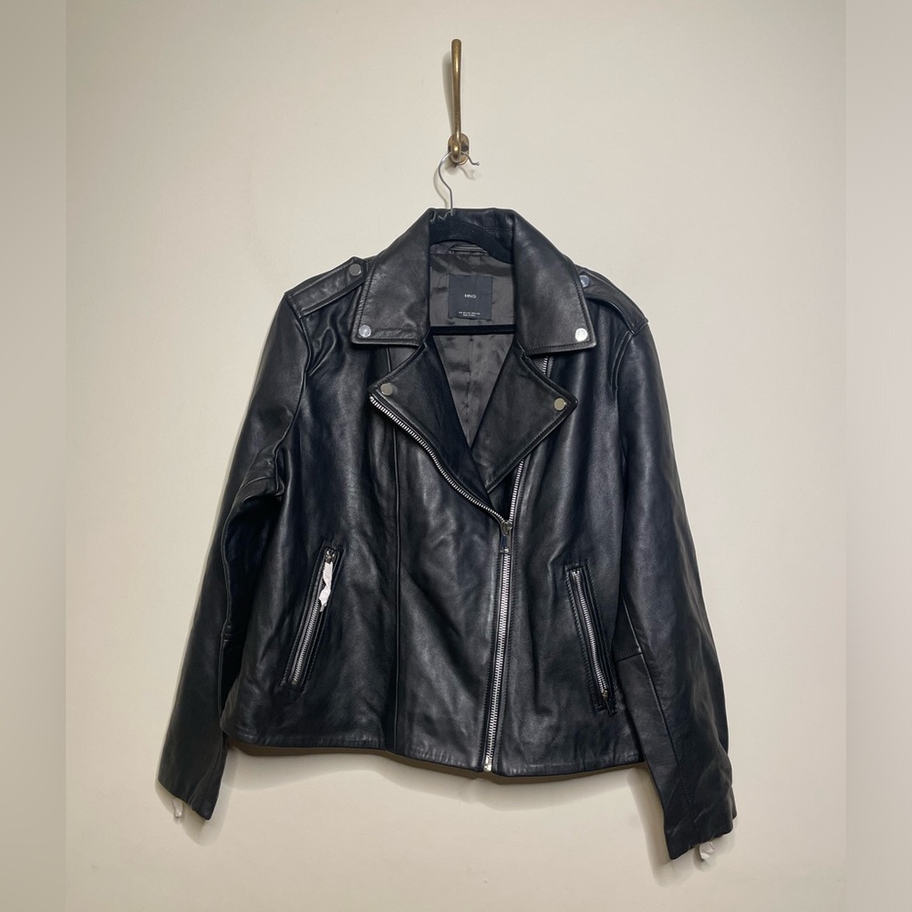 Mango Leather Effect Biker Jacket - image 7